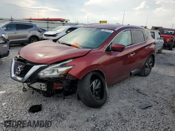 2016 Nissan Murano Platinum with VIN 5N1AZ2MH4GN153205, listed as a Copart auction lot 69627624 with Not provided miles and Salvage title. Bid and sale history available at DreamBid. Image 1.