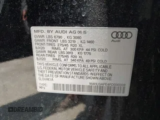 2015 Audi Q7 Premium Plus with VIN WA1LGAFE4FD030339, listed as a IAAI auction lot 42369240 with 86,482 mi miles and . Bid and sale history available at DreamBid. Image 9.
