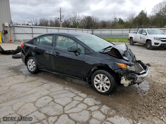 2012 Honda Civic Sdn LX with VIN 19XFB2F52CE084059, listed as a Copart auction lot 49536375 with 0 mi miles and Salvage Title. Bid and sale history available at carsss.com. Image 4.