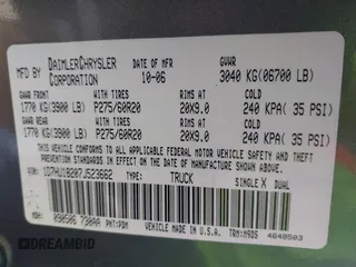 2007 Dodge 1500 SLT with VIN 1D7HU18207J523662, listed as a IAAI auction lot 41215939 with 250,725 mi miles. Bid and sale history available at carsss.com. Image 9.