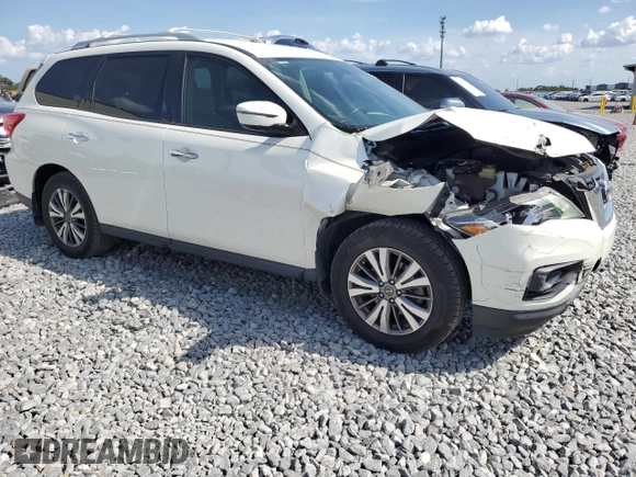 2018 Nissan Pathfinder SV z VIN 5N1DR2MN1JC621655, wystawiony jako Copart lot #58040845 z przebiegiem 81 765 mil mil oraz Szkoda całkowita • Salvage title. Historia ofert i sprzedaży dostępna na DreamBid. Obrazek 4.