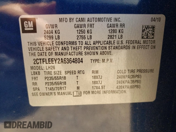 2010 GMC Terrain SLE-2 с VIN 2CTFLEEY2A6364804, выставлен на аукционе Copart как лот 43153795 с пробегом 121 677 миль миль и Чистый • Clean title. История ставок и продаж доступна на DreamBid. Изображение 14.