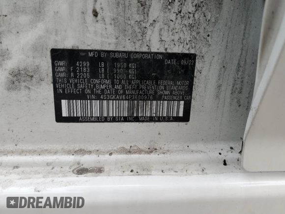 2023 Subaru Impreza Premium with VIN 4S3GKAV64P3600976, listed as a Copart auction lot 43716355 with 19,846 mi miles and Salvage title. Bid and sale history available at DreamBid. Image 12.