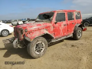 2020 Jeep Wrangler Unlimited Rubicon z VIN 1C4HJXFN3LW107654, wystawiony jako Copart lot #54021595 z przebiegiem 39 587 mil mil oraz Szkoda całkowita • Salvage title. Historia ofert i sprzedaży dostępna na DreamBid. Obrazek 1.