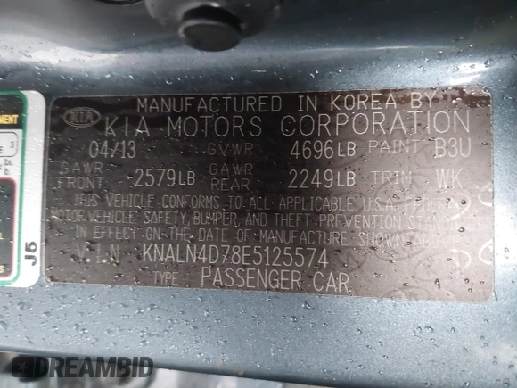 2014 Kia Cadenza Premium with VIN KNALN4D78E5125574, listed as a IAAI auction lot 41490830 with 172,569 mi miles. Bid and sale history available at carsss.com. Image 9.