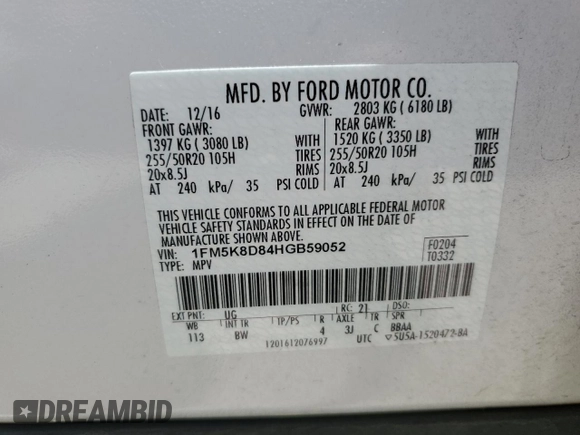 2017 Ford Explorer XLT with VIN 1FM5K8D84HGB59052, listed as a Copart auction lot 53406145 with 107,031 mi miles and Salvage Title. Bid and sale history available at carsss.com. Image 15.