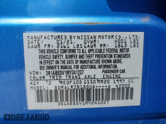 2021 Nissan Sentra SR with VIN 3N1AB8DV1MY241227, listed as a Copart auction lot 53660115 with 65,696 mi miles and Salvage Title. Bid and sale history available at carsss.com. Image 12.