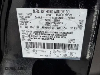 2008 Ford Escape XLT with VIN 1FMCU93118KC09754, listed as a Copart auction lot 45372295 with Not provided miles and Salvage title. Bid and sale history available at DreamBid. Image 13.