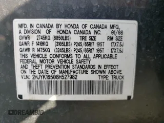 2008 Honda Ridgeline RTL with VIN 2HJYK16508H527982, listed as a Copart auction lot 69815444 with 203,765 mi miles and Non Repairable. Bid and sale history available at carsss.com. Image 12.