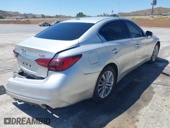 2020 Infiniti Q50 Luxe with VIN JN1EV7AP0LM203949, listed as a IAAI auction lot 42520077 with 57,531 mi miles and . Bid and sale history available at DreamBid. Image 4.