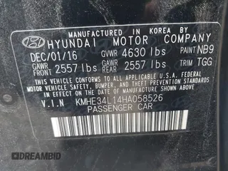 2017 Hyundai Sonata Limited z VIN KMHE34L14HA058526, wystawiony jako IAAI lot #42151314 z przebiegiem 116 131 mil mil oraz . Historia ofert i sprzedaży dostępna na DreamBid. Obrazek 9.