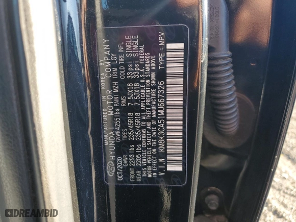 2021 Hyundai Kona Limited with VIN KM8K3CA51MU667326, listed as a Copart auction lot 85986934 with 40,567 mi miles and Salvage Title. Bid and sale history available at carsss.com. Image 12.