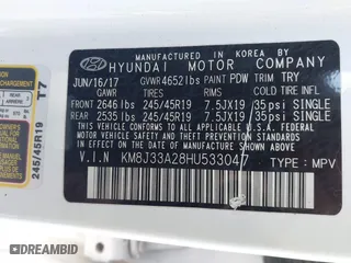 2017 Hyundai Tucson Value with VIN KM8J33A28HU533047, listed as a IAAI auction lot 41853087 with 74,238 mi miles. Bid and sale history available at carsss.com. Image 9.