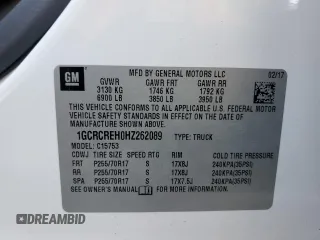 2017 Chevrolet Silverado 1500 LT with VIN 1GCRCREH0HZ262089, listed as a Copart auction lot 83915324 with 134,269 mi miles and Salvage Title. Bid and sale history available at DreamBid. Image 12.