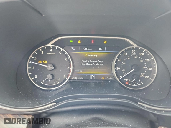 2017 Nissan Maxima SR with VIN 1N4AA6AP3HC363716, listed as a Copart auction lot 58926125 with 74,835 mi miles and Salvage title. Bid and sale history available at DreamBid. Image 9.