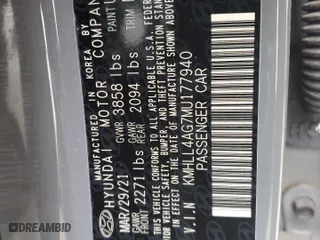 2021 Hyundai Elantra SE with VIN KMHLL4AG7MU177940, listed as a Copart auction lot 50993445 with 41,427 mi miles and Salvage Title. Bid and sale history available at carsss.com. Image 13.