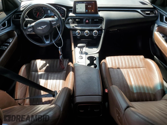 2020 Genesis G70 2.0T with VIN KMTG34LA5LU064227, listed as a Copart auction lot 59328375 with 77,287 mi miles and Salvage title. Bid and sale history available at DreamBid. Image 8.