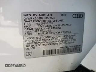 2024 Audi Q5 S line Premium Plus with VIN WA1E2AFY6R2062596, listed as a Copart auction lot 54018255 with Not provided miles and Salvage title. Bid and sale history available at DreamBid. Image 13.