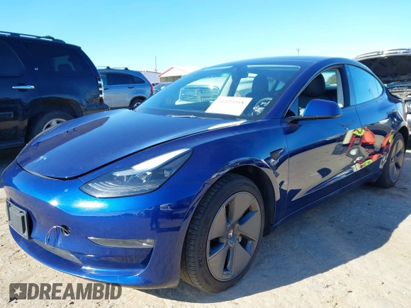2022 Tesla Model 3 Long Range with VIN 5YJ3E1EB1NF257059, listed as a IAAI auction lot 41329318 with 30,652 mi miles and . Bid and sale history available at DreamBid. Image 24.