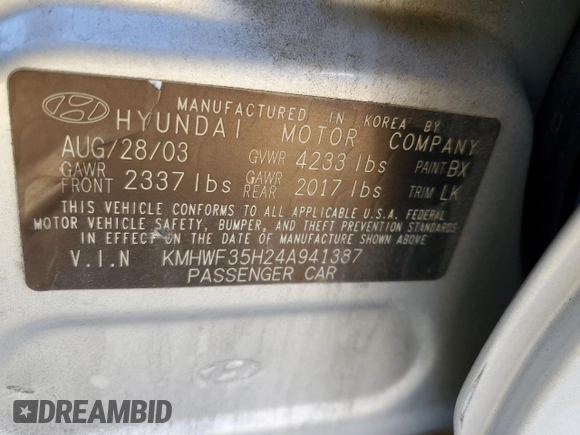 2004 Hyundai Sonata GLS with VIN KMHWF35H24A941387, listed as a Copart auction lot 77350514 with 280,521 mi miles and Salvage Title. Bid and sale history available at carsss.com. Image 12.