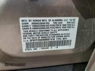 2006 Honda Pilot EX with VIN 5FNYF28406B007416, listed as a Copart auction lot 48826825 with 212,708 mi miles and Salvage Title. Bid and sale history available at DreamBid. Image 13.