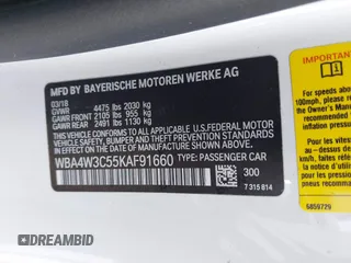 2019 BMW 4 Series 430i with VIN WBA4W3C55KAF91660, listed as a IAAI auction lot 41824102 with 92,858 mi miles and . Bid and sale history available at DreamBid. Image 9.