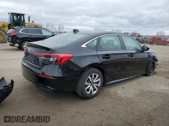 2022 Honda Civic Sedan LX with VIN 2HGFE2F25NH100499, listed as a Copart auction lot 53051125 with 105,115 mi miles and Clean Title. Bid and sale history available at carsss.com. Image 3.