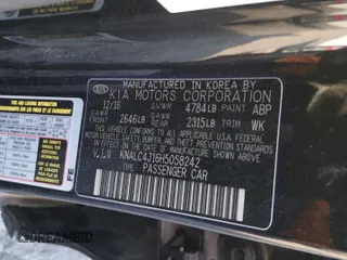 2017 Kia Cadenza Premium with VIN KNALC4J16H5058242, listed as a Copart auction lot 89185075 with 135,970 mi miles and Clean Title. Bid and sale history available at carsss.com. Image 12.