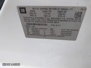 2013 GMC Terrain SLE with VIN 2GKALMEK4D6357261, listed as a IAAI auction lot 41573913 with 129,215 mi miles. Bid and sale history available at carsss.com. Image 9.