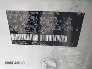 2013 Toyota RAV4 Limited с VIN 2T3DFREV9DW092865, выставлен на аукционе IAAI как лот 42465953 с пробегом 153 768 миль миль и . История ставок и продаж доступна на DreamBid. Изображение 9.