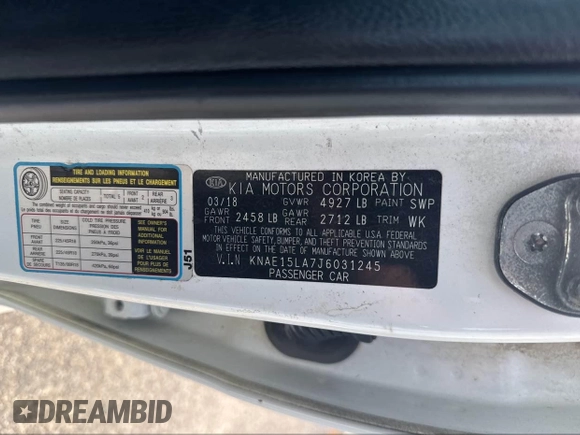 2018 Kia Stinger with VIN KNAE15LA7J6031245, listed as a IAAI auction lot 42196112 with 144,020 mi miles and . Bid and sale history available at DreamBid. Image 9.