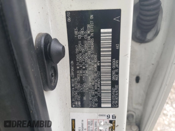 2010 Toyota 4Runner SR5 z VIN JTEZU5JR9A5011522, wystawiony jako Copart lot #58040605 z przebiegiem 222 057 mil mil oraz Szkoda całkowita • Salvage title. Historia ofert i sprzedaży dostępna na DreamBid. Obrazek 12.