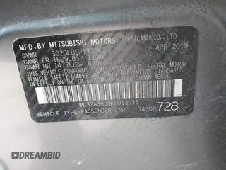 2019 Mitsubishi Mirage ES z VIN ML32A3HJ9KH012935, wystawiony jako IAAI lot #41527398 z przebiegiem 82 413 mil mil oraz . Historia ofert i sprzedaży dostępna na DreamBid. Obrazek 9.