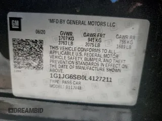 2020 Chevrolet Sonic LT with VIN 1G1JG6SB0L4127211, listed as a Copart auction lot 55965005 with 166,546 mi miles and Clean Title. Bid and sale history available at DreamBid. Image 12.