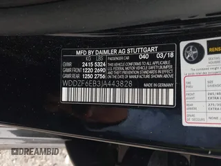 2018 Mercedes-Benz E-Class AMG E 43 with VIN WDDZF6EB3JA443828, listed as a IAAI auction lot 41877082 with 95,651 mi miles. Bid and sale history available at carsss.com. Image 9.