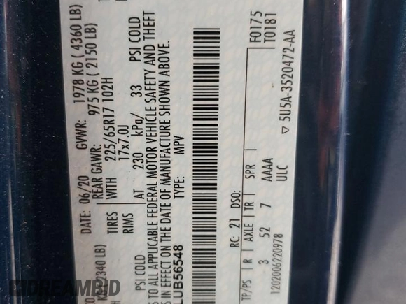 2020 Ford Escape S with VIN 1FMCU0F66LUB56548, listed as a Copart auction lot 57352315 with 26,263 mi miles and Salvage title. Bid and sale history available at DreamBid. Image 13.