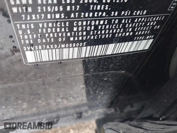 2018 Volkswagen Tiguan SEL с VIN 3VV3B7AX9JM068003, выставлен на аукционе IAAI как лот 41917511 с пробегом 75 656 миль миль и . История ставок и продаж доступна на DreamBid. Изображение 9.