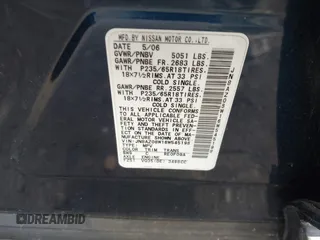 2006 Nissan Murano SL z VIN JN8AZ08W16W545198, wystawiony jako IAAI lot #42314038 z przebiegiem 151 495 mil mil oraz . Historia ofert i sprzedaży dostępna na DreamBid. Obrazek 9.