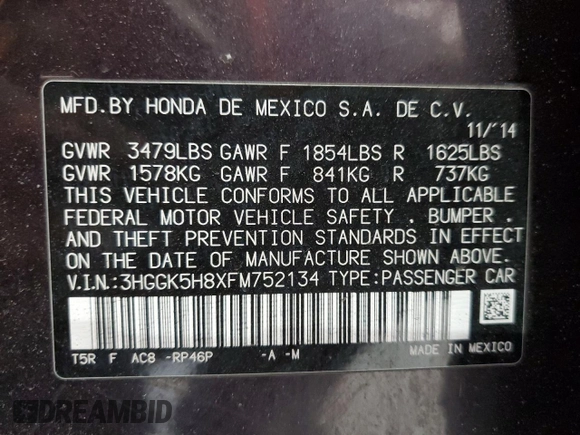 2015 Honda Fit EX-L with VIN 3HGGK5H8XFM752134, listed as a Copart auction lot 51317285 with 89,086 mi miles and Salvage Title. Bid and sale history available at carsss.com. Image 14.