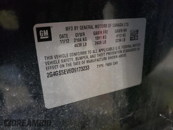 2013 Buick Regal Turbo Premium 1 с VIN 2G4GS5EV6D9173233, выставлен на аукционе Copart как лот 60755855 с пробегом 135 433 миль миль и Чистый • Clean title. История ставок и продаж доступна на DreamBid. Изображение 12.