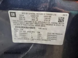 2016 GMC Terrain SLE with VIN 2GKALMEK9G6100679, listed as a Copart auction lot 88978995 with 96,060 mi miles and Salvage Title. Bid and sale history available at carsss.com. Image 16.