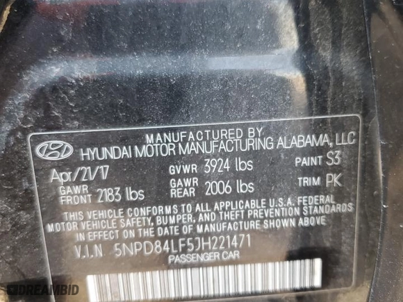 2018 Hyundai Elantra SEL with VIN 5NPD84LF5JH221471, listed as a Copart auction lot 48851105 with 99,284 mi miles and Salvage Title. Bid and sale history available at carsss.com. Image 13.