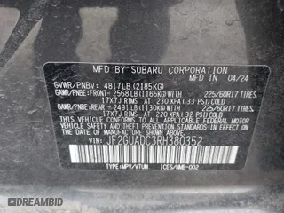 2024 Subaru Crosstrek Premium with VIN JF2GUADC3RH380352, listed as a IAAI auction lot 41166635 with 6,904 mi miles. Bid and sale history available at carsss.com. Image 9.