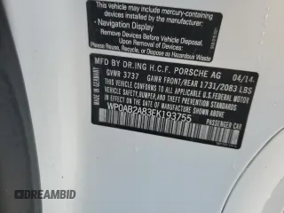 2014 Porsche Cayman S с VIN WP0AB2A83EK193755, выставлен на аукционе Copart как лот 83566134 с пробегом 49 965 миль миль и Списание • Salvage title. История ставок и продаж доступна на DreamBid. Изображение 12.