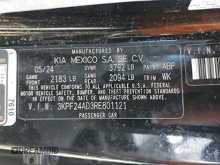 2024 Kia Forte LXS with VIN 3KPF24AD3RE801121, listed as a Copart auction lot 50803295 with 12,685 mi miles and Salvage Title. Bid and sale history available at carsss.com. Image 12.