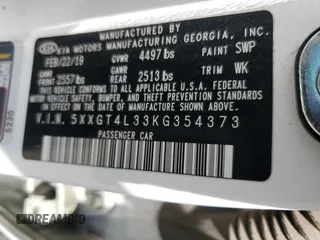 2019 Kia Optima LX with VIN 5XXGT4L33KG354373, listed as a Copart auction lot 47323175 with 130,137 mi miles and Salvage Title. Bid and sale history available at carsss.com. Image 14.