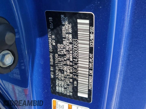 2018 Subaru BRZ Limited with VIN JF1ZCAC14J8600683, listed as a Copart auction lot 73532234 with 70,185 mi miles and Salvage Title. Bid and sale history available at carsss.com. Image 12.