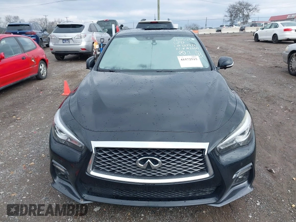 2018 Infiniti Q50 RED SPORT 400 with VIN JN1FV7ARXJM481650, listed as a IAAI auction lot 41572515 with 75,957 mi miles. Bid and sale history available at carsss.com. Image 12.