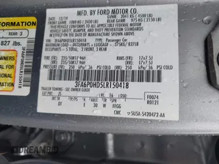 2020 Ford Fusion SE with VIN 3FA6P0HD5LR150418, listed as a IAAI auction lot 42347924 with 87,817 mi miles and . Bid and sale history available at DreamBid. Image 9.