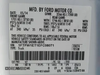 2014 Ford F-150 XL with VIN 1FTFW1ET1EFC08071, listed as a Copart auction lot 47290205 with 151,359 mi miles and Salvage Title. Bid and sale history available at carsss.com. Image 15.